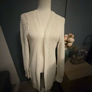 Jockey White Textured Knit Long Cardigan
